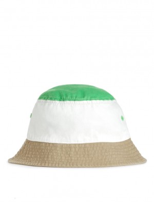 Kapelusz Arket Colour-Blocked Bucket Hat Chłopięce Zielone Białe Beżowe | Polska CHMZP-5392