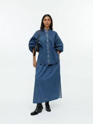 Koszule Arket Relaxed Denim Damskie Niebieskie | Polska EMQGR-5381