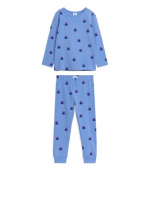 Piżama Arket Jersey Pyjama Set Dziewczynka Niebieskie | Polska IECHN-4623