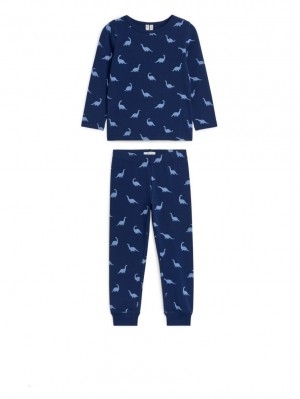 Piżama Arket Jersey Pyjama Set Dziewczynka Niebieskie | Polska LYRVW-0687