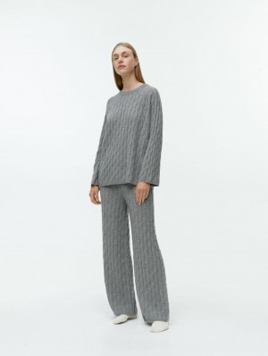 Portki Arket Cashmere Cable-Knit Damskie Szare | Polska MJOYG-7836