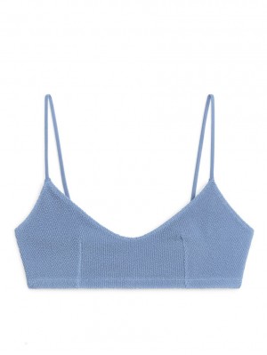 Stroje Kąpielowe Arket Crinkle Bikini Top Damskie Niebieskie | Polska DLSAI-9521