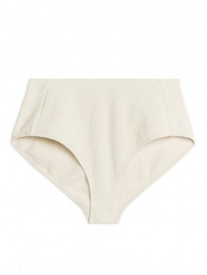 Stroje Kąpielowe Arket High Stanem Textured Bikini Bottom Damskie Białe | Polska JTSEH-8501