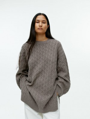 Sweter Arket Cable-Knit Wełna Damskie Brązowe | Polska AFEMD-9761