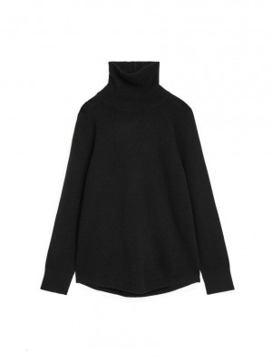 Sweter Arket Raglan-Sleeve Cashmere Roll-Neck Damskie Czarne | Polska UBEKY-0259