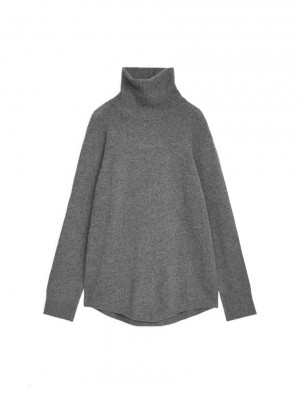 Sweter Arket Raglan-Sleeve Cashmere Roll-Neck Damskie Szare | Polska UONTQ-8975