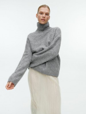 Sweter Arket Wełna-Alpaca Roll-Neck Damskie Szare | Polska MFGQY-9367