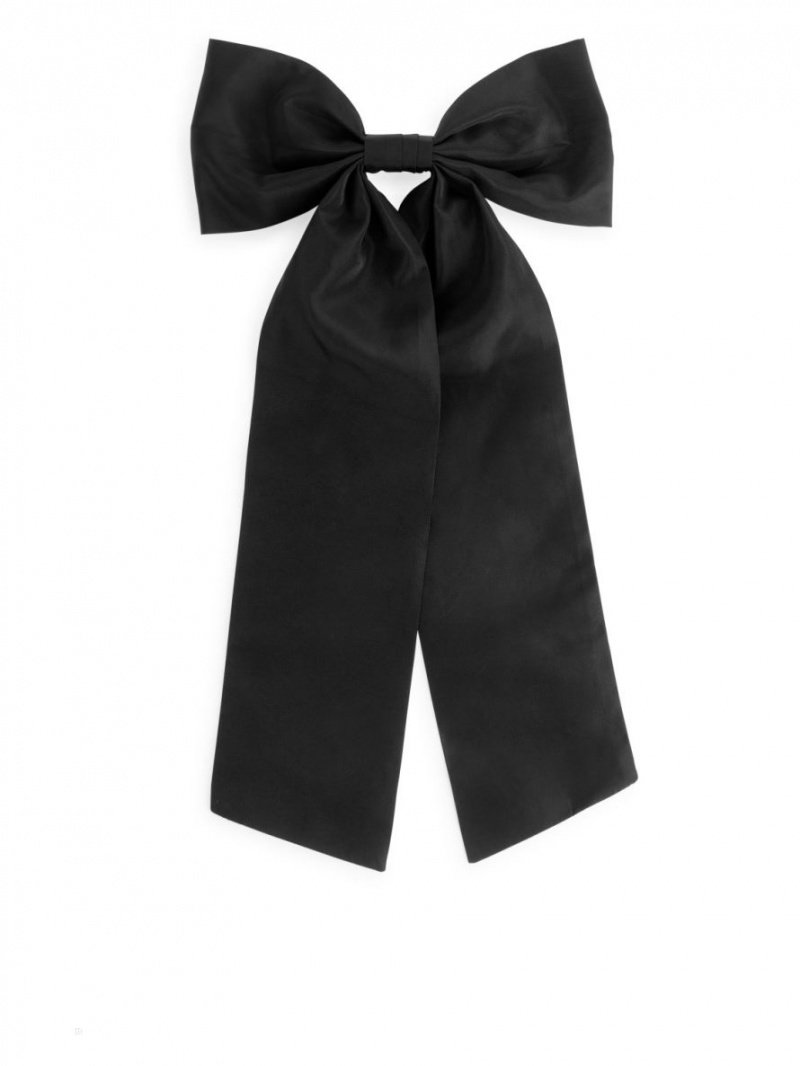 Akcesoria Do Włosów Arket Taffeta Bow Hair Clip Damskie Czarne | Polska YQPBM-2510