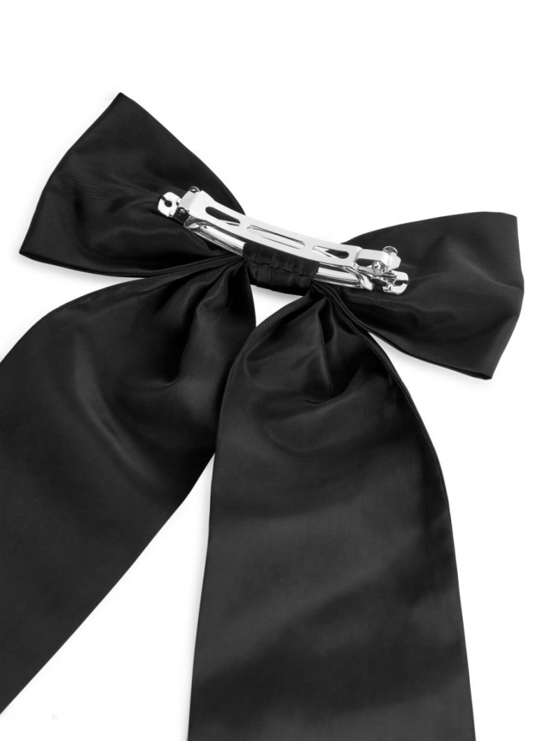 Akcesoria Do Włosów Arket Taffeta Bow Hair Clip Damskie Czarne | Polska YQPBM-2510