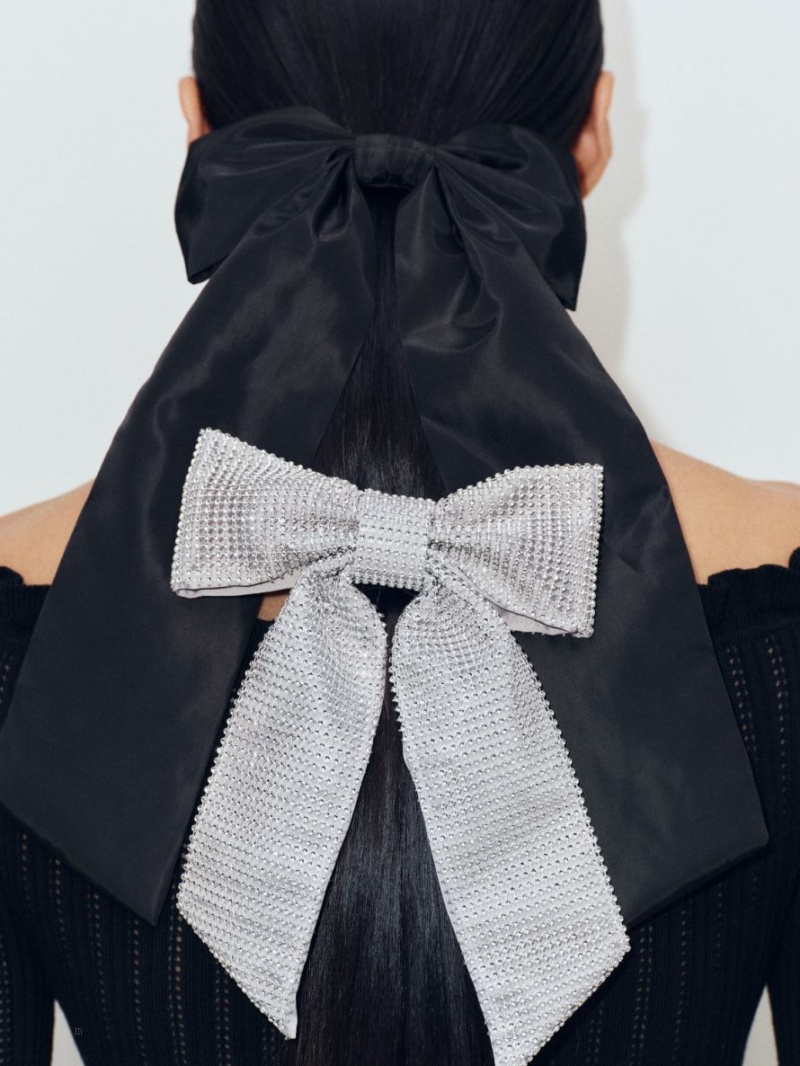 Akcesoria Do Włosów Arket Taffeta Bow Hair Clip Damskie Czarne | Polska YQPBM-2510