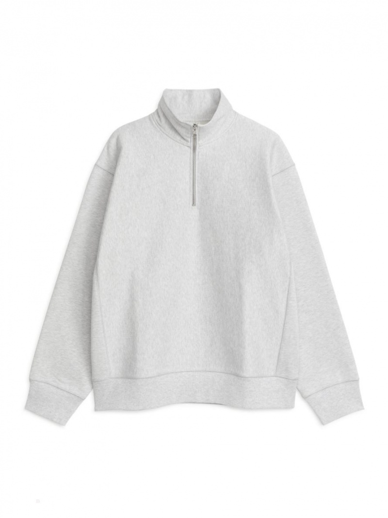 Bluza Arket Heavyweight Half-Zip Męskie Głęboka Szare | Polska DZCRF-6285