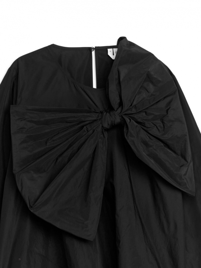 Bluzka Arket Bow-Detail Damskie Czarne | Polska SUIPG-2986