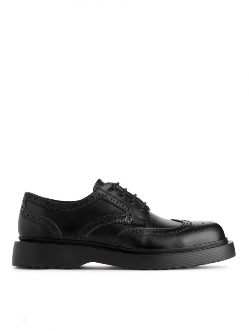 Buty Brogue Arket Skórzane Męskie Czarne | Polska CGWVL-3178