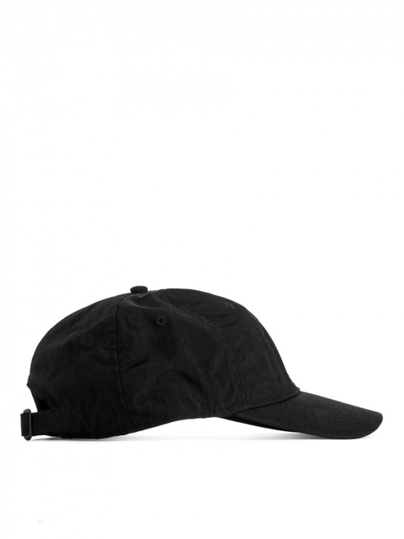 Czapka Arket 6-Panel Nylon Męskie Czarne | Polska EMTGC-3497