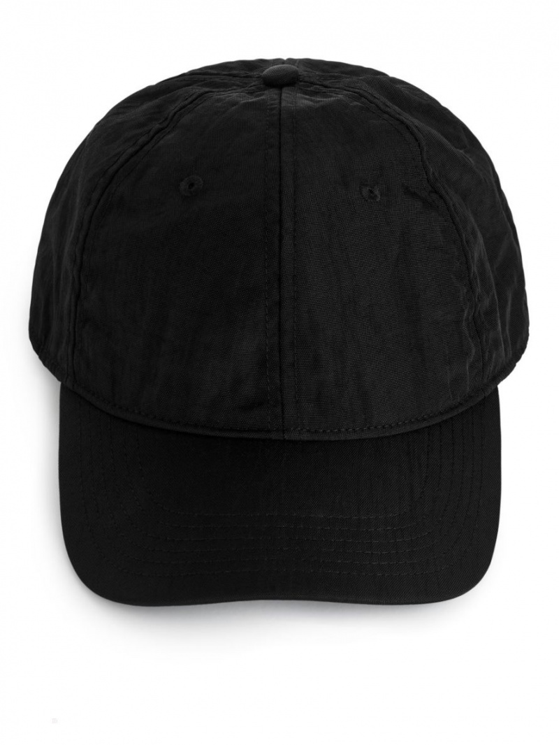 Czapka Arket 6-Panel Nylon Męskie Czarne | Polska EMTGC-3497