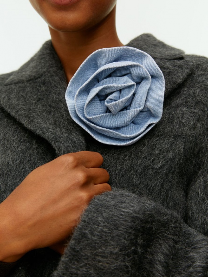 Inne Akcesoria Arket Denim Rose Brooch Damskie Niebieskie | Polska ECSQD-8947