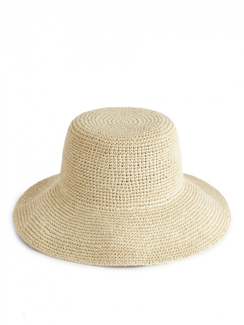 Kapelusz Arket Crochet Straw Hat Damskie Głęboka Beżowe | Polska DHBIC-2761