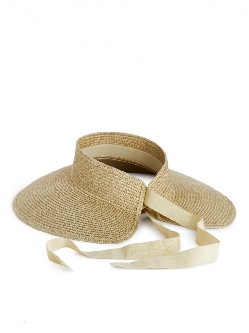 Kapelusz Arket Straw Sun Visor Damskie Złote | Polska XNEHO-6295