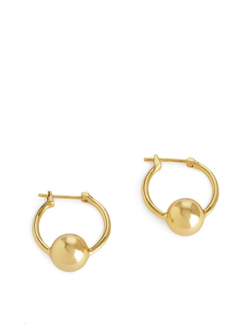 Kolczyki Arket Gold-Plated Sphere Hoop Damskie Złote | Polska OTIRZ-8409