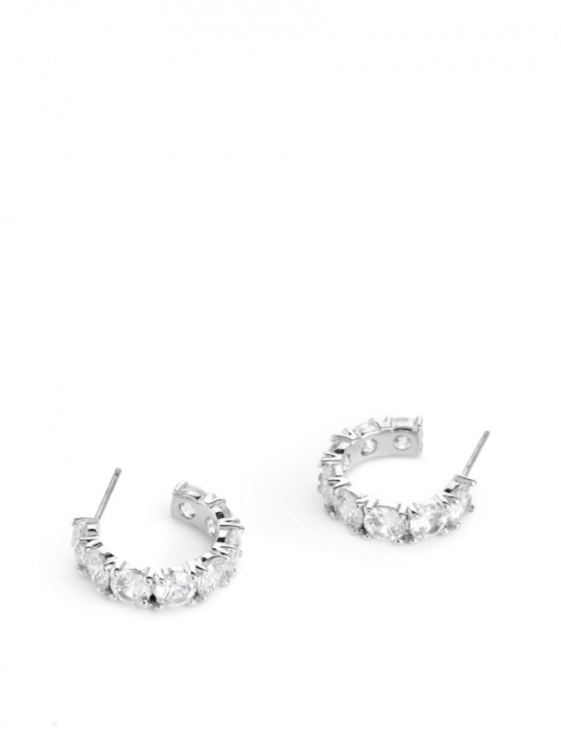 Kolczyki Arket Rhinestone Hoops 20 mm Damskie Srebrne | Polska RCOHX-8320