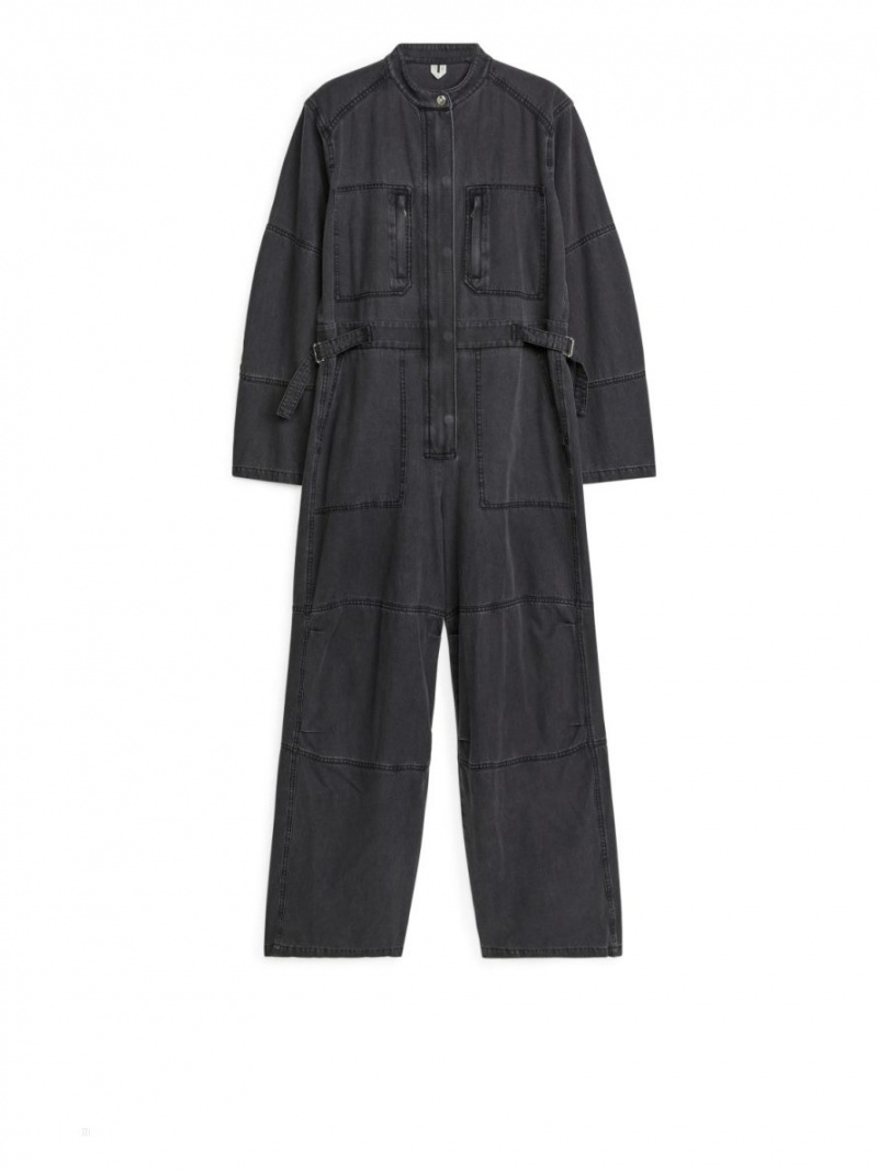 Kombinezony Długi Arket Denim Jumpsuit Damskie Szare | Polska HDXVP-0943