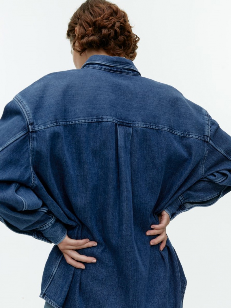 Koszule Arket Oversized Denim Damskie Ciemny Niebieskie | Polska PIEYU-1489