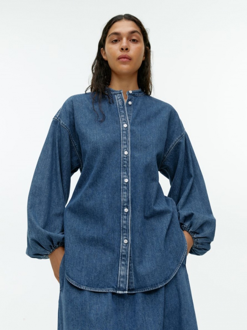 Koszule Arket Relaxed Denim Damskie Niebieskie | Polska EMQGR-5381