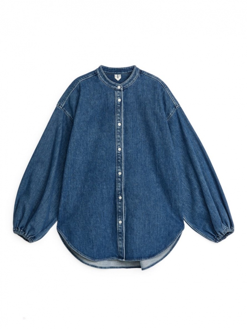 Koszule Arket Relaxed Denim Damskie Niebieskie | Polska EMQGR-5381