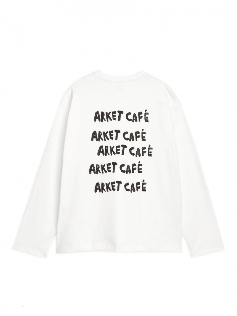 Koszulki Arket ARKET CAFÉ Long-Sleeved Męskie Białe | Polska FBHNJ-4829