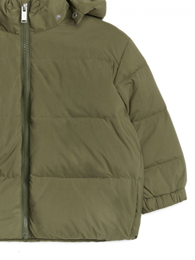 Kurtka Arket Down Puffer Dziewczynka Khaki Zielone | Polska GQMRH-5843