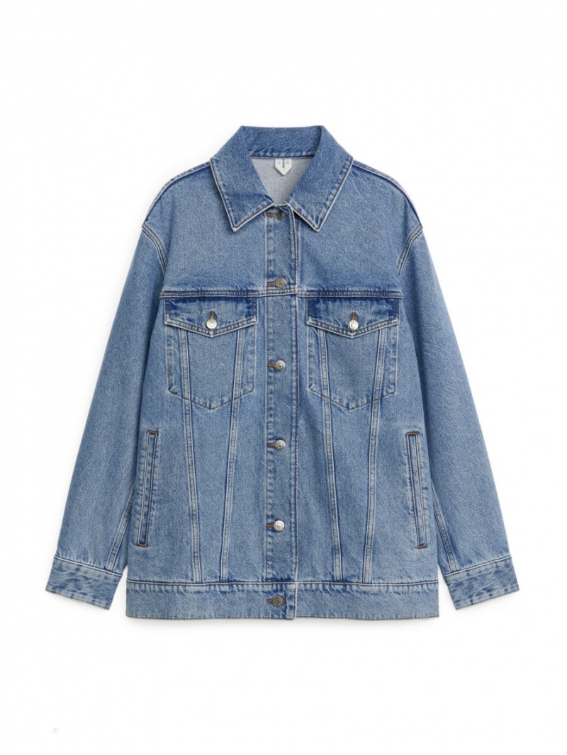 Kurtka Arket Oversized Denim Damskie Niebieskie | Polska ZHRJD-9106