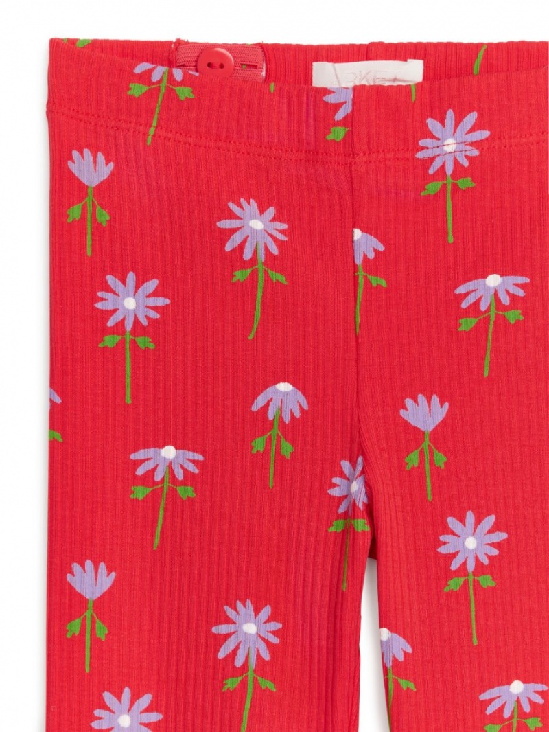 Legginsy Arket Żebrowany Dziewczynka Czerwone | Polska ODGUZ-8175