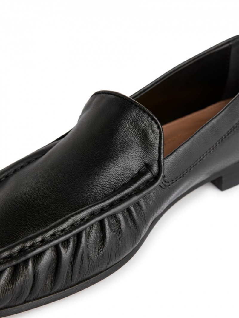 Loafersy Arket Skórzane Damskie Czarne | Polska KXFMO-7618