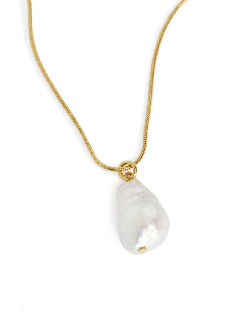 Naszyjnik Arket Freshwater Pearl Pendant Damskie Złote Białe | Polska ICEDL-1530