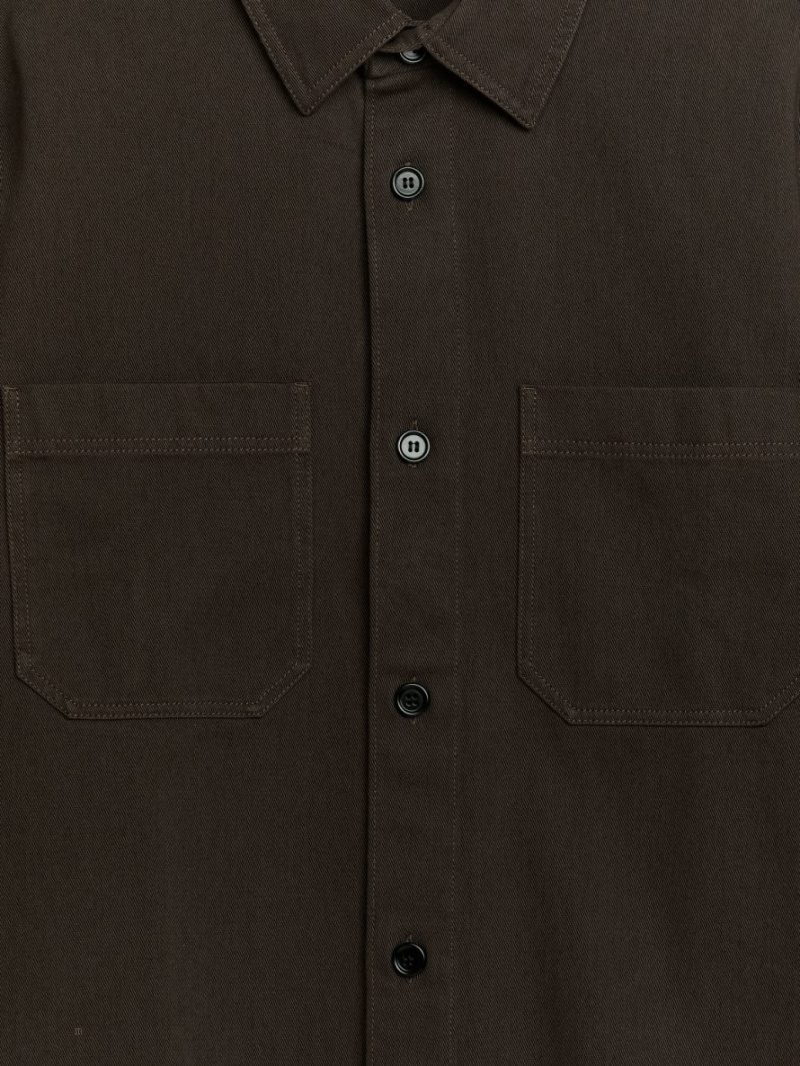 Overshirt Arket Bawełniane Twill Męskie Ciemny Brązowe | Polska ZRVAK-7946