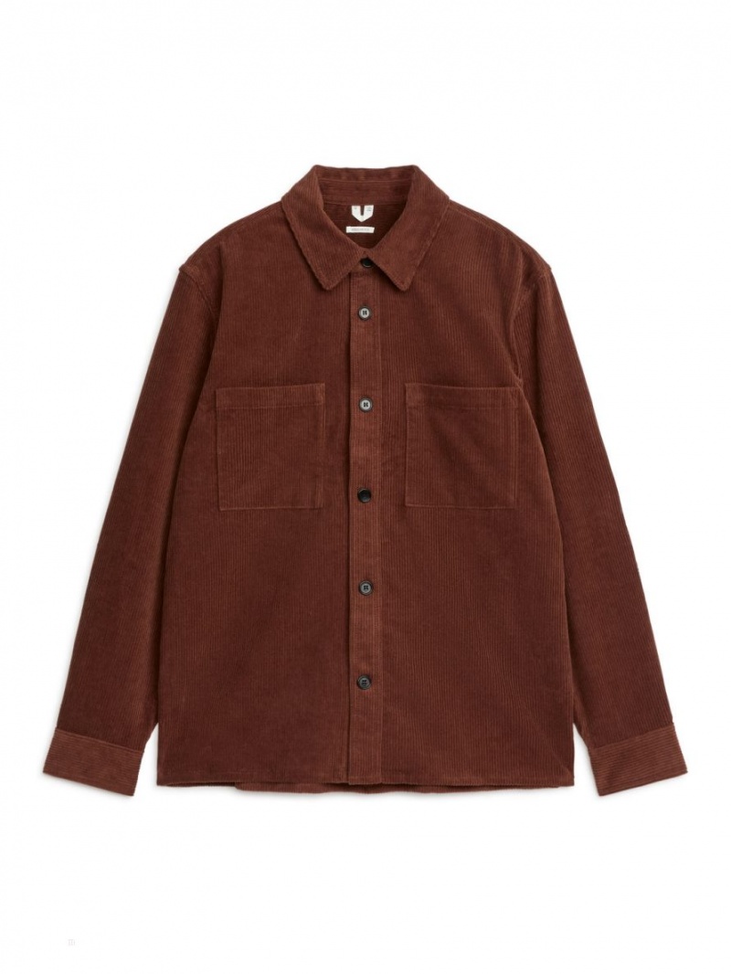 Overshirt Arket Corduroy Męskie Czerwone | Polska EQKZH-1952