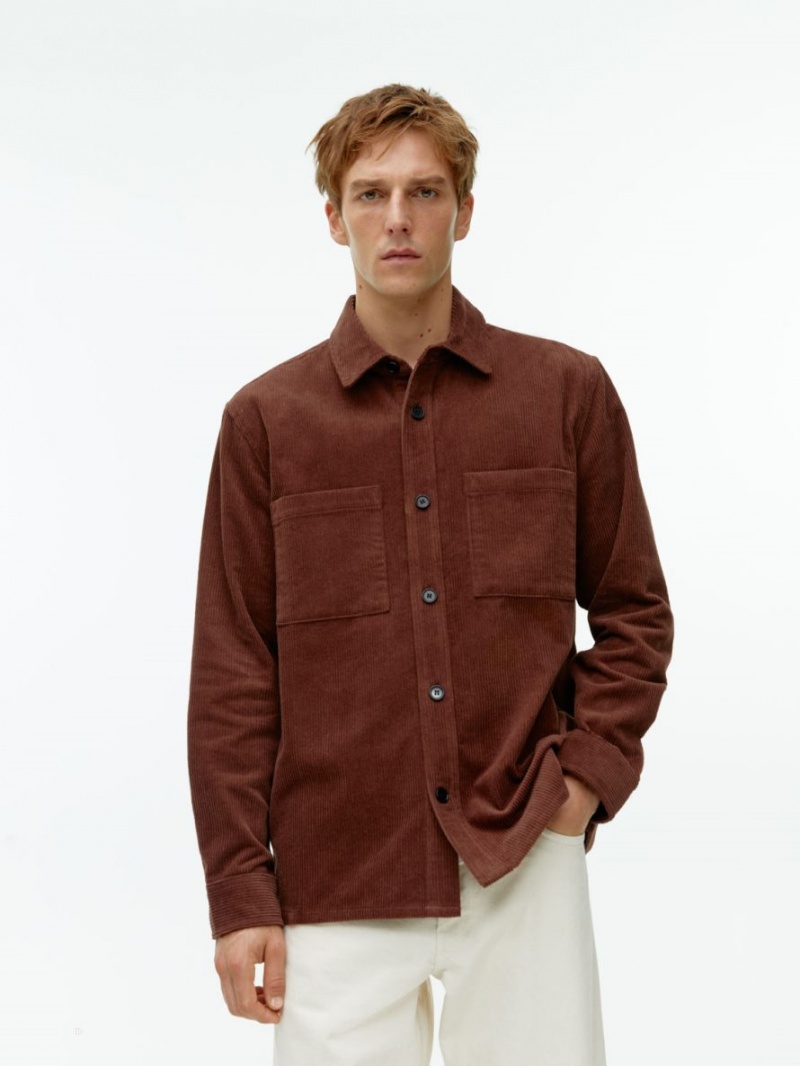 Overshirt Arket Corduroy Męskie Czerwone | Polska EQKZH-1952