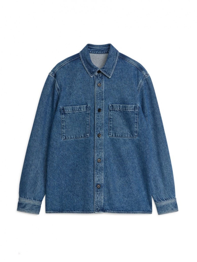 Overshirt Arket Denim Męskie Niebieskie | Polska BLWUJ-5360