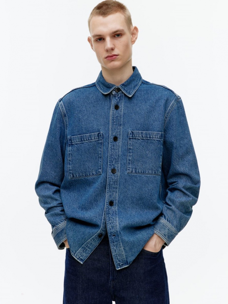 Overshirt Arket Denim Męskie Niebieskie | Polska BLWUJ-5360