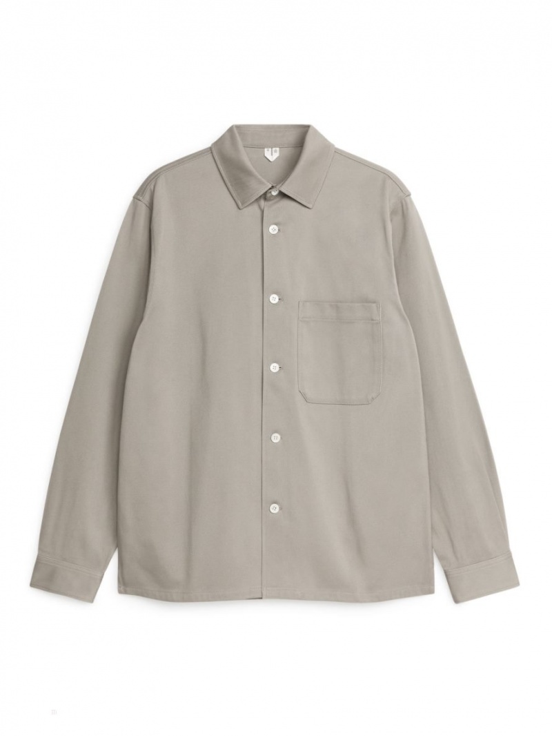 Overshirt Arket Twill Męskie Beżowe | Polska GCPHD-0637