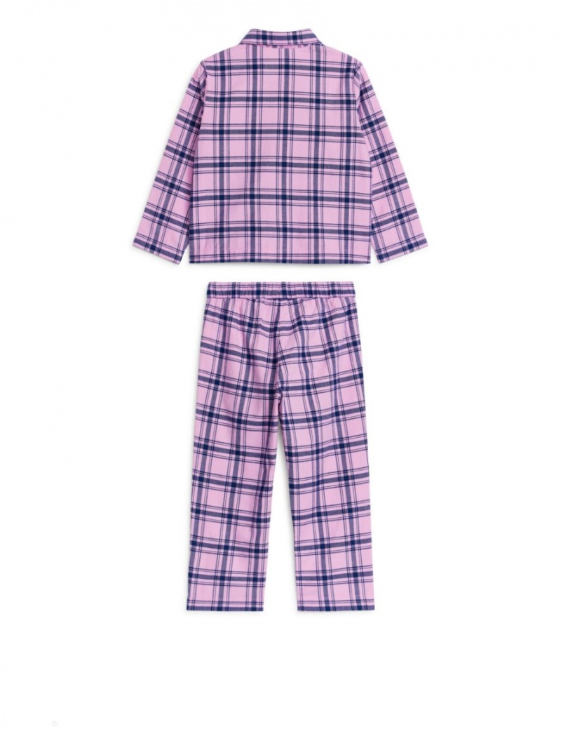 Piżama Arket Flannel Pyjama Set Dziewczynka Różowe Niebieskie | Polska TWZVI-7126