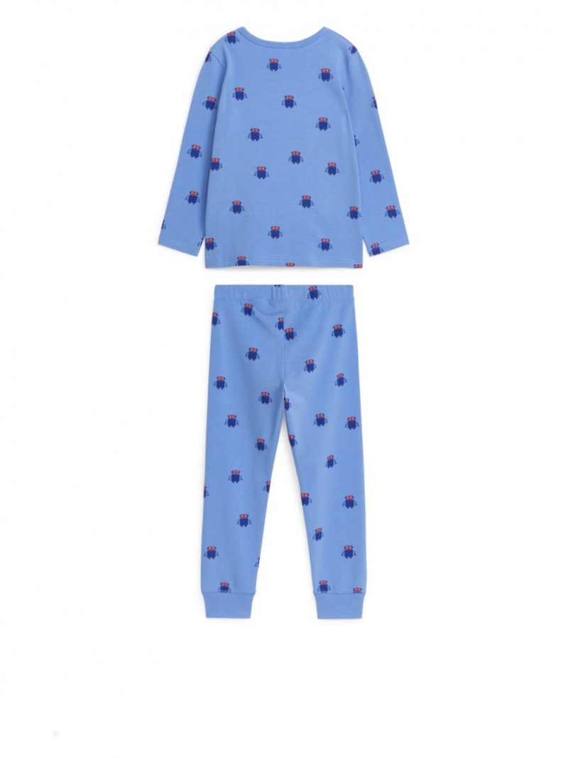 Piżama Arket Jersey Pyjama Set Dziewczynka Niebieskie | Polska IECHN-4623