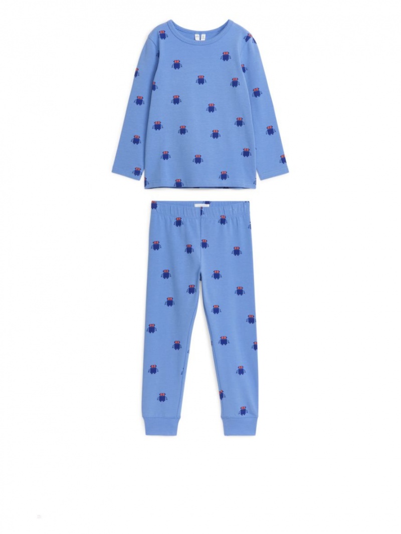 Piżama Arket Jersey Pyjama Set Dziewczynka Niebieskie | Polska IECHN-4623