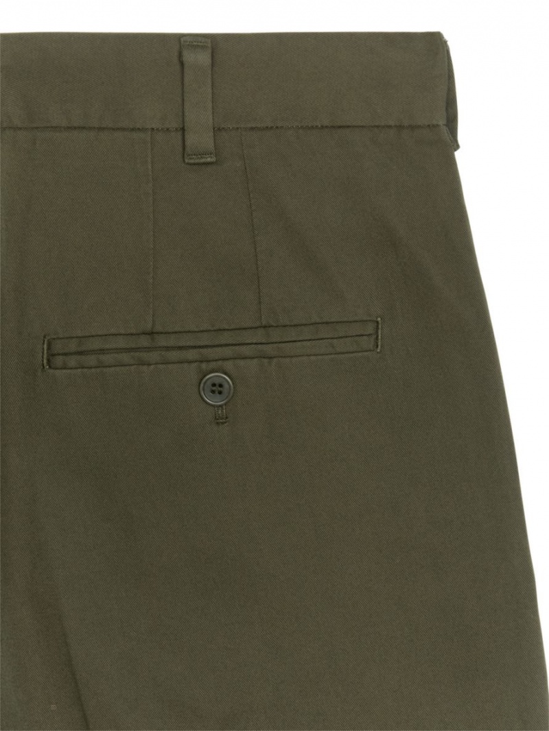 Portki Arket Bawełniane Twill Chinos Męskie Ciemny Khaki Zielone | Polska WXBLU-2019