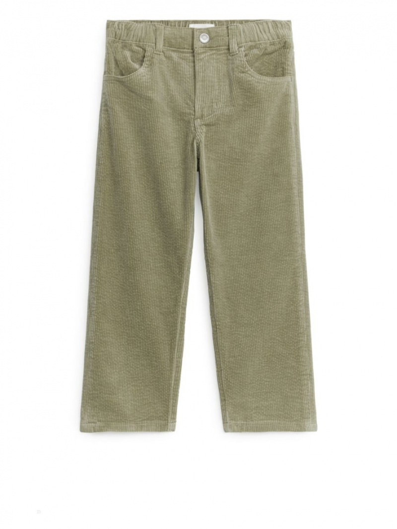 Portki Arket Corduroy Dziewczynka Khaki | Polska THEQG-5972