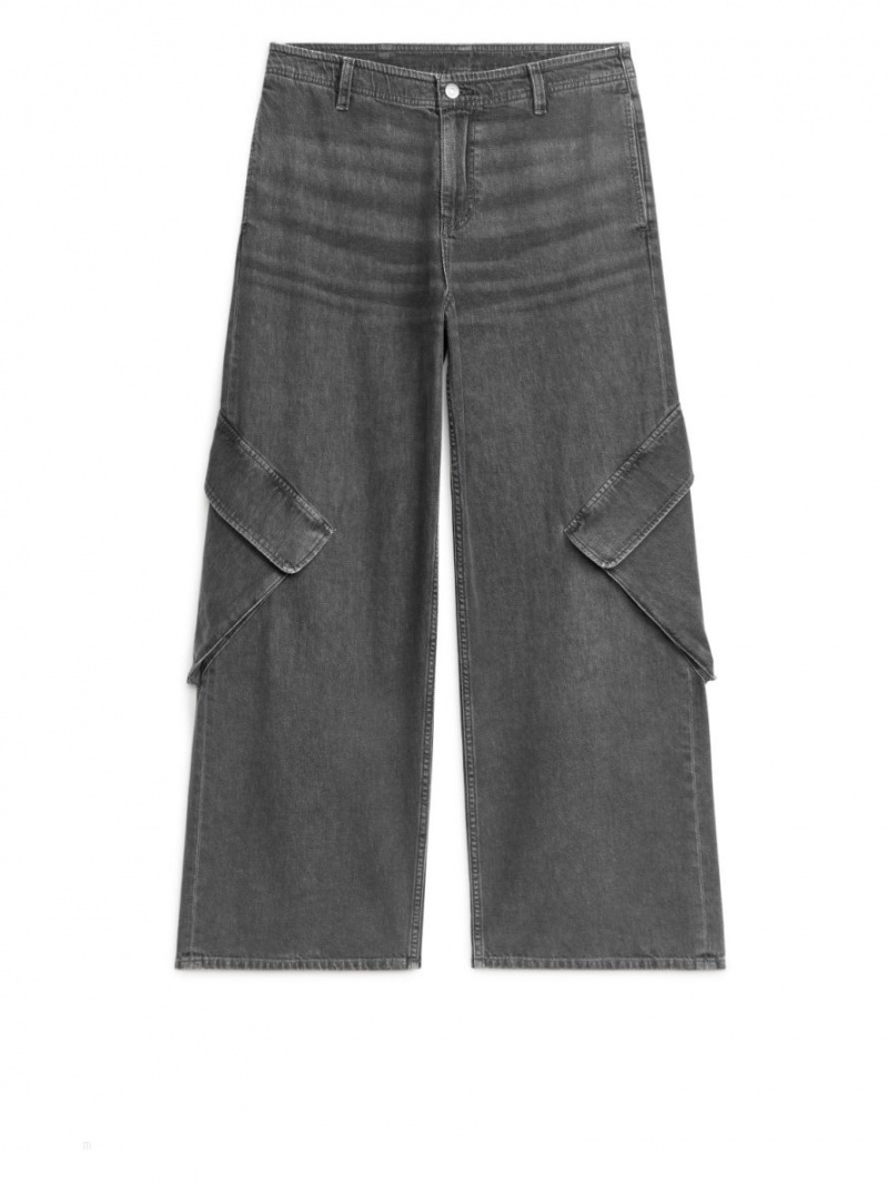 Portki Arket Denim Cargo Damskie Szare | Polska VNBXE-3965