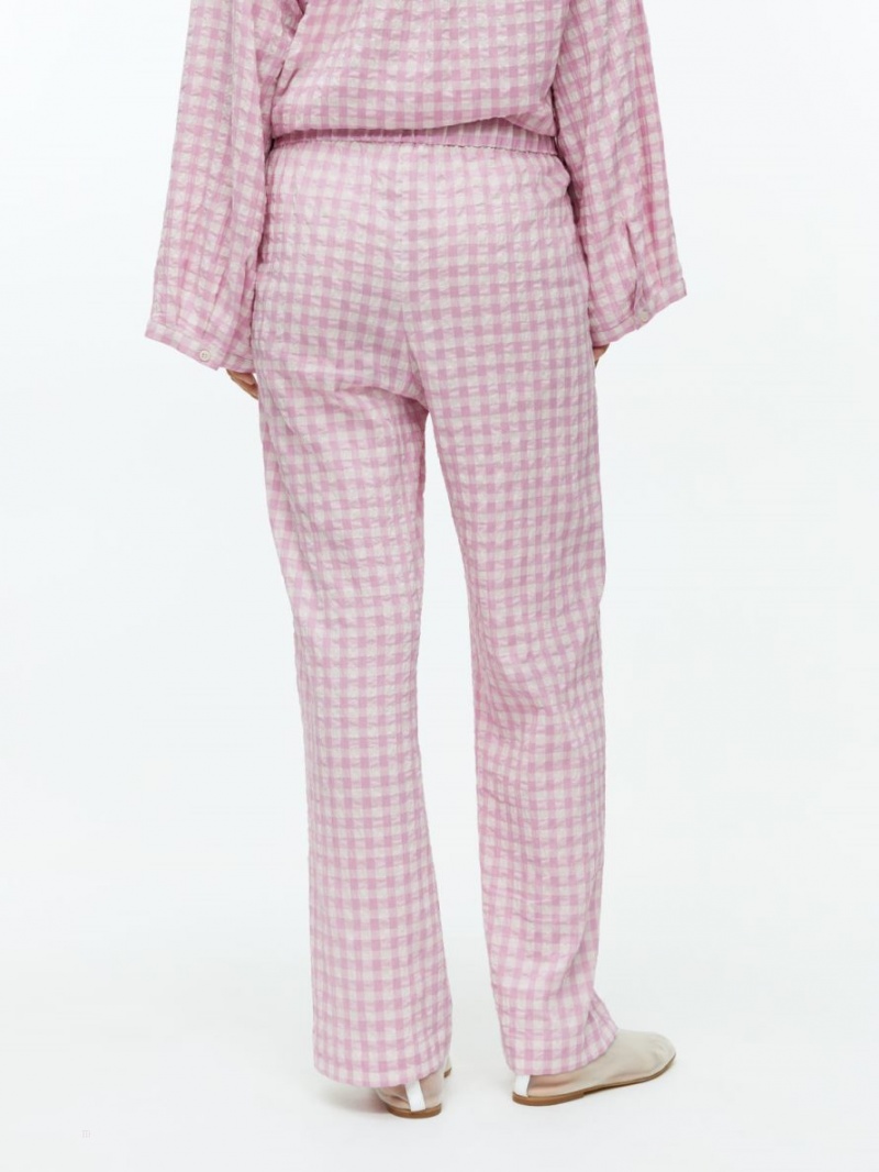 Portki Arket Gingham Seersucker Pyjama Damskie Różowe | Polska SLCKU-8930