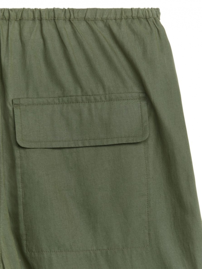 Portki Arket Lyocell Blend Cargo Damskie Khaki Zielone | Polska WSQGF-6850