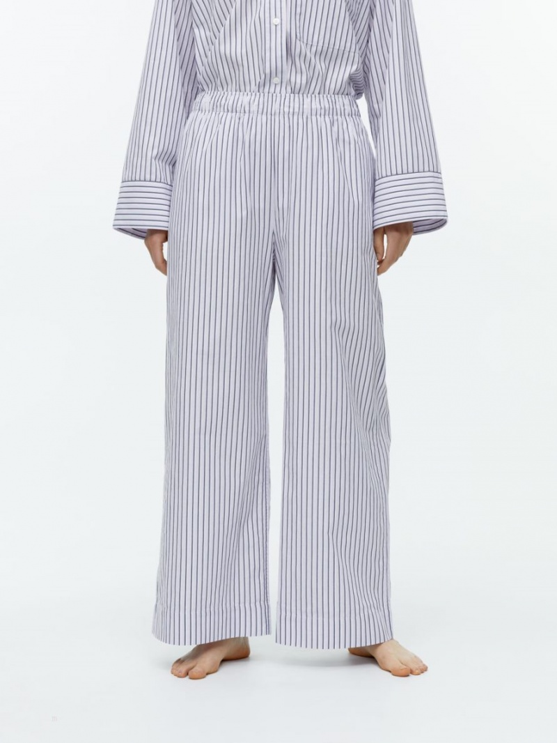 Portki Arket Relaxed Pyjama Damskie Białe Czarne | Polska FQBXE-7452