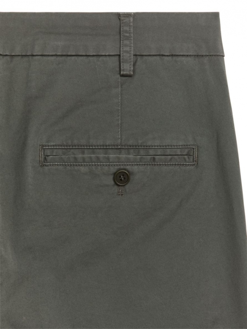 Portki Arket Slim Stretch Chinos Męskie Khaki Zielone | Polska ZLGTE-2345